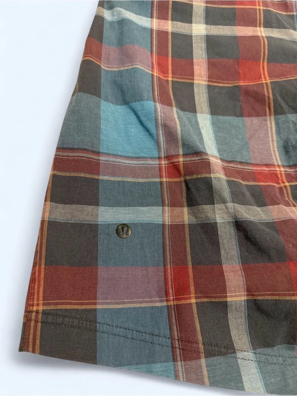 Men’s Lululemon Blue, Red, and White plaid ABC Classic-Fit Golf Shorts
